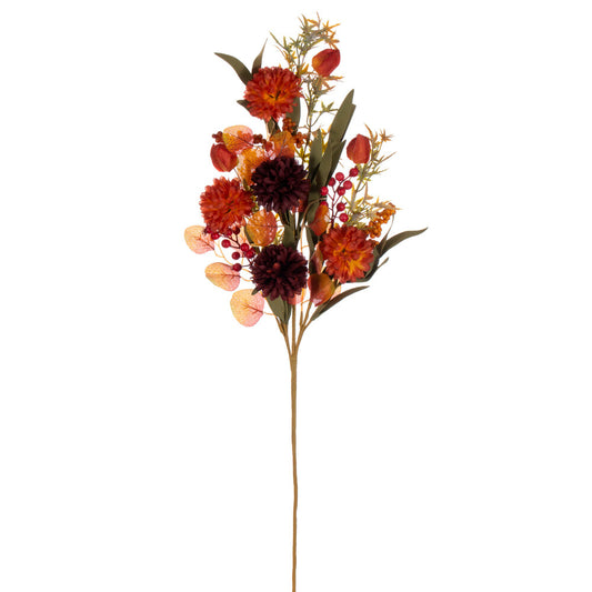 Vickerman 31" Orange and Burgundy Artificial Mixed Mum Chinese Lantern and Berry Spray 2 per bag.