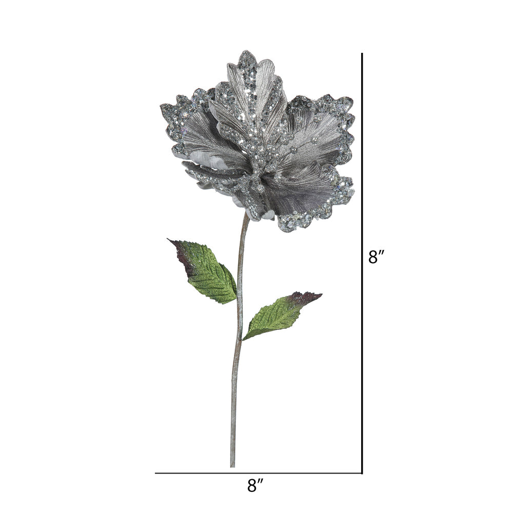 Vickerman 23" Pewter Hibiscus Artificial Christmas Pick 3 per Bag