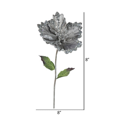 Vickerman 23" Pewter Hibiscus Artificial Christmas Pick 3 per Bag