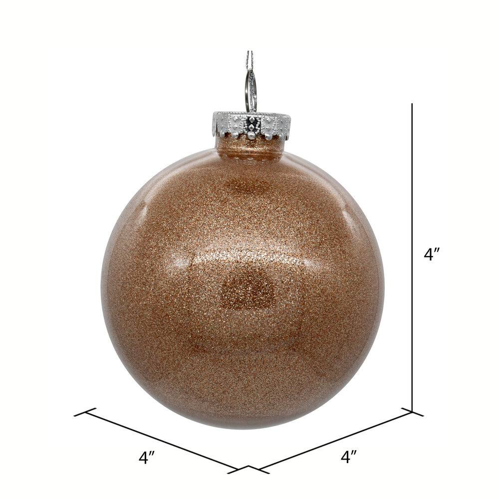 Vickerman 4" Clear Ball Christmas Ornament with Café Latte Glitter Interior 6 Pieces per bag