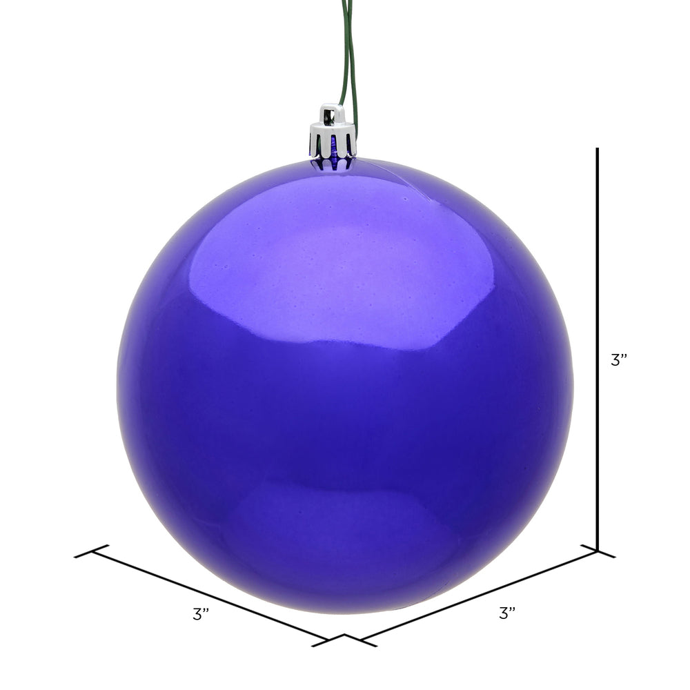 Vickerman 3" Purple Shiny Ball Ornament 12 per Bag