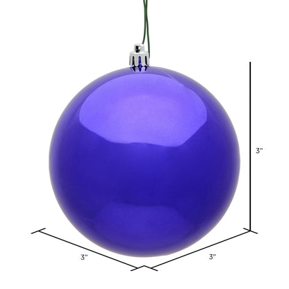 Vickerman 3" Purple Shiny Ball Ornament 12 per Bag