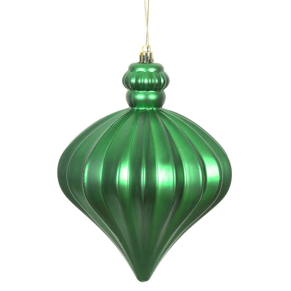 Vickerman 6" Green Matte Onion Drop Christmas Ornament Set of 4