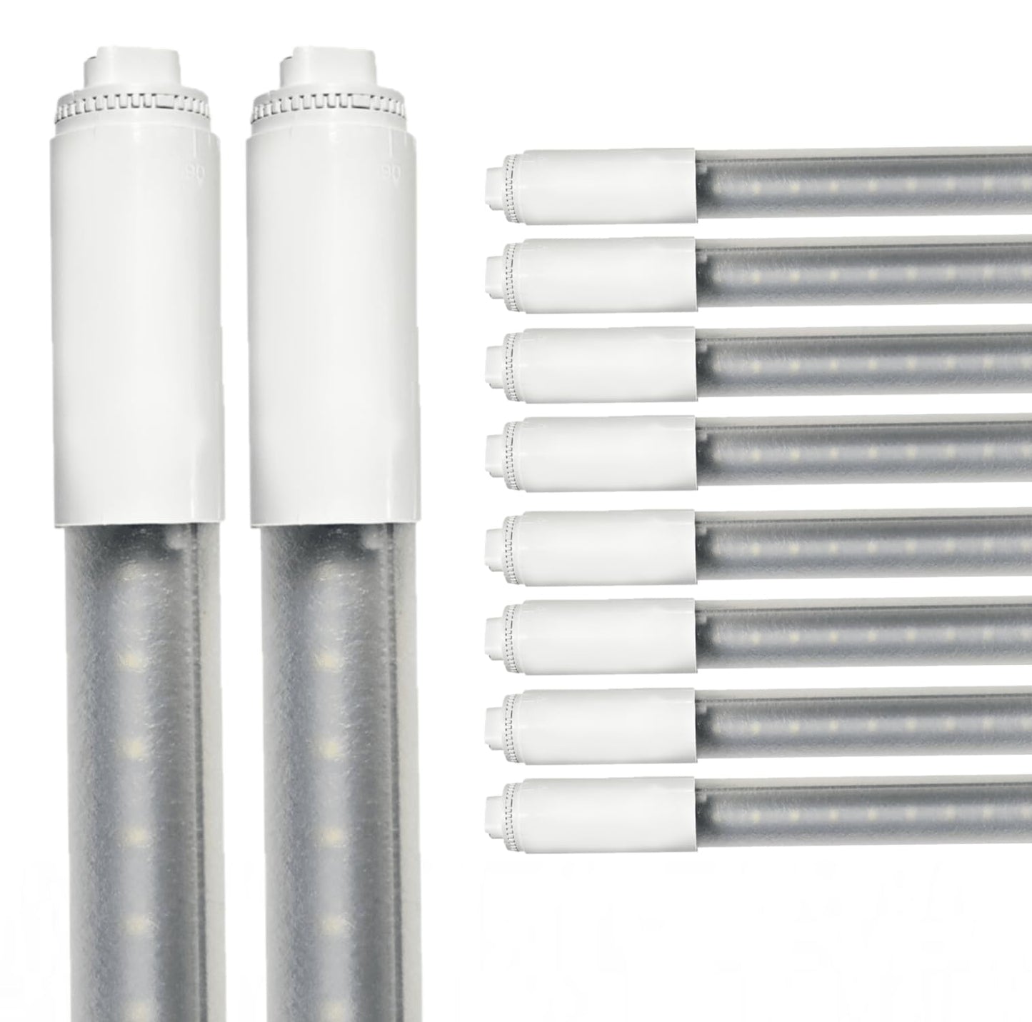 Damar- 9Ft T8 LED Tube Light Bulb Type B Ballast Bypass Single End 42W 5800 Lumens 4000K Cool White R17D Base with Rotating Ends 120-277VAC Pack of 10- Fluorescent Replacement for Garage Workshop