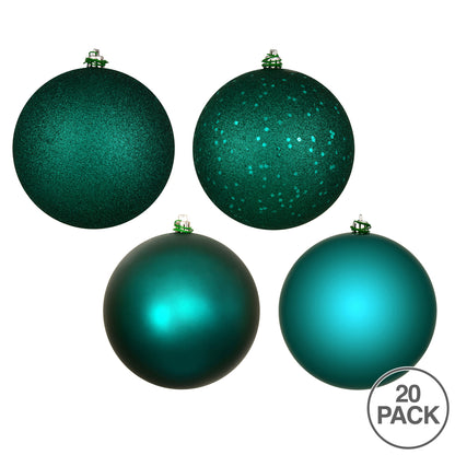 Vickerman 2.75" Dark Teal 4-Finish Ball Ornament Assortment 20 per Box