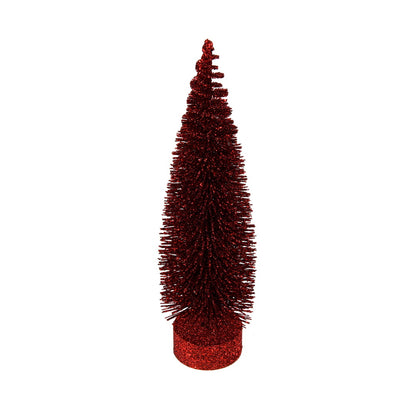 Vickerman 12"-14"-16" Burgundy Glitter Oval Pine Artificial Christmas Tree Set of 3