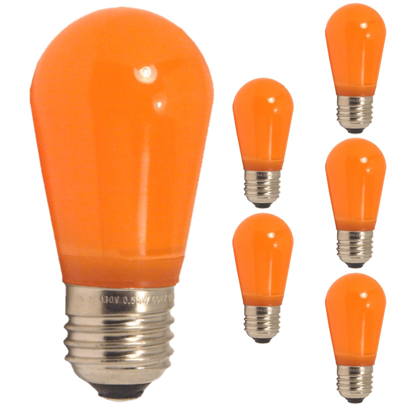 Damar- S14 Colored LED String Light Bulb Twinkle Orange Finish 0.55W-1.5W E26 Medium Base 100-130V Pack of 6- Shatterproof Waterproof Outdoor Indoor Replacement Bulb for Home Decorations Christmas