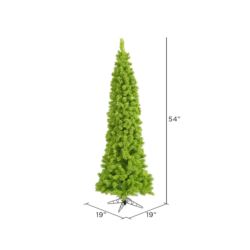 Vickerman 4.5' Flocked Lime Pencil Fir Pencil Artificial Christmas Tree Unlit