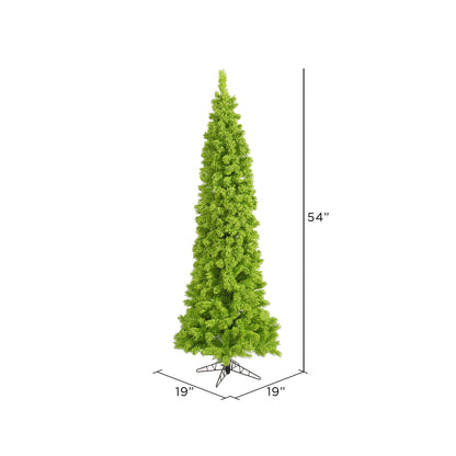 Vickerman 4.5' Flocked Lime Pencil Fir Pencil Artificial Christmas Tree Unlit