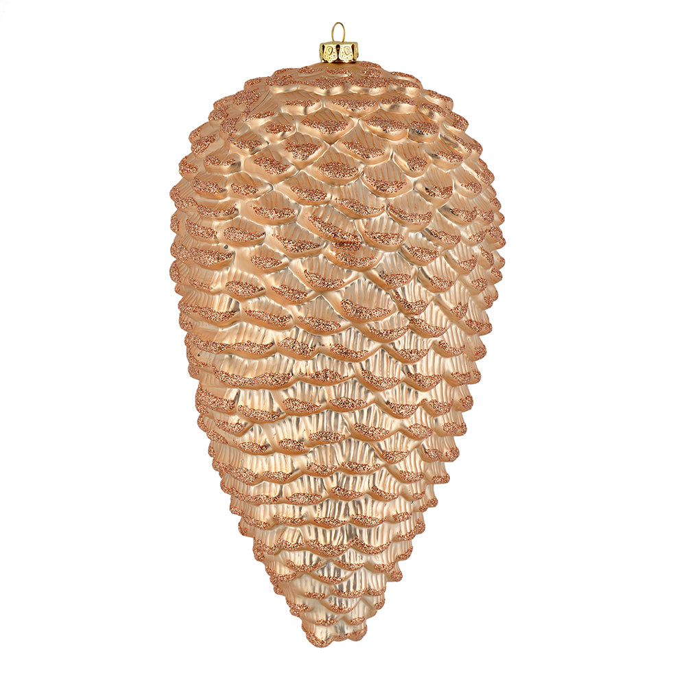 Vickerman 7" Café Latte Matte Glitter Pinecone Christmas Ornament 4 per set