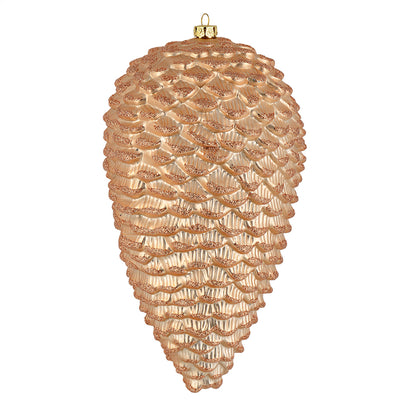 Vickerman 7" Café Latte Matte Glitter Pinecone Christmas Ornament 4 per set