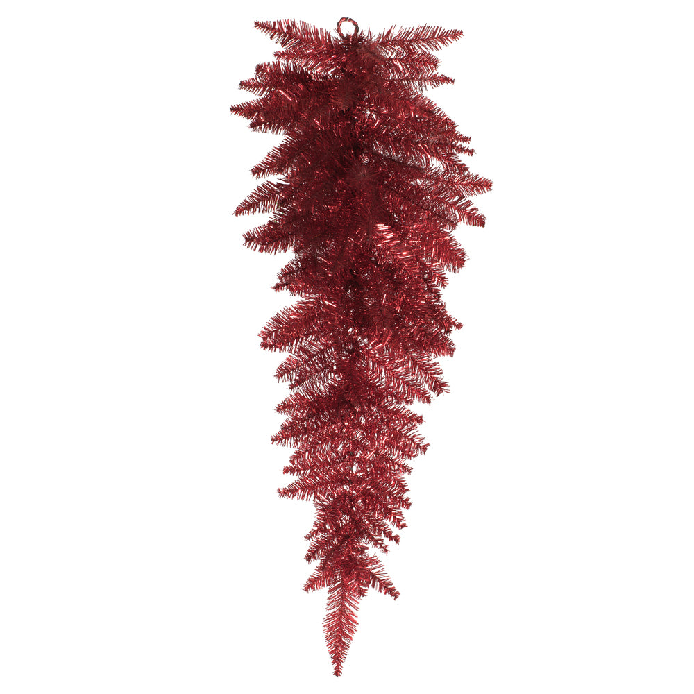 Vickerman 36" Tinsel Red Fir Artificial Christmas Teardrop Unlit