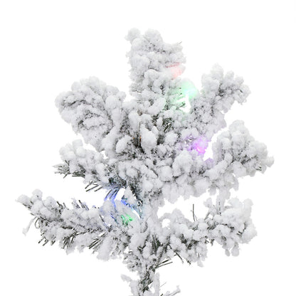 Vickerman 7.5' Flocked Alaskan Pine Artificial Christmas Tree Multi-Colored LED Dura-Lit lights