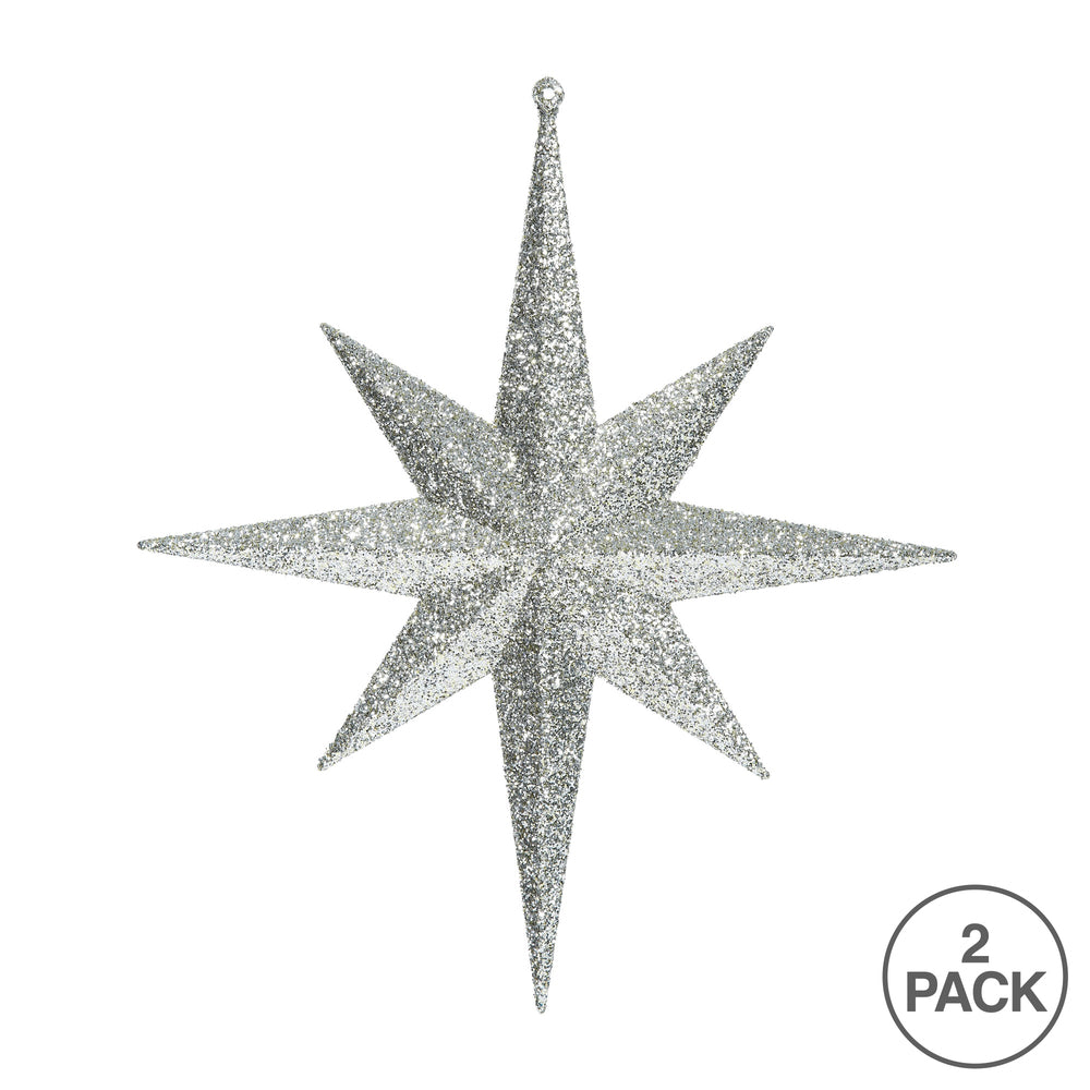 Vickerman 12" Champagne Iridescent Glitter Bethlehem Star Christmas Ornament 2 per Box