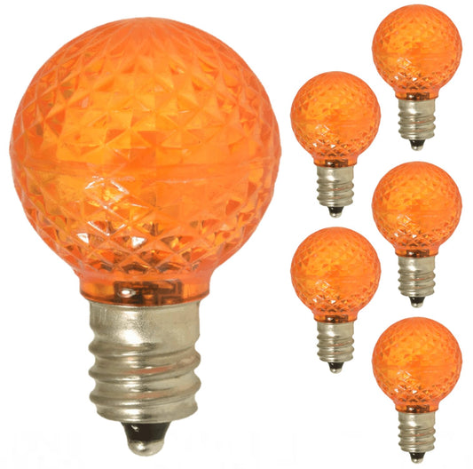 Damar- G9 LED Bulb Twinkle Faceted Crystal Transparent Orange 0.6W-0.96W E12 Candelabra Base 100-130V Pack of 6- Small Globe Mood Colored Lighting for Party Christmas Home Decoration