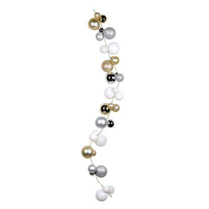 Vickerman 6' Champagne /Silver/White Christmas Ball Ornament Garland