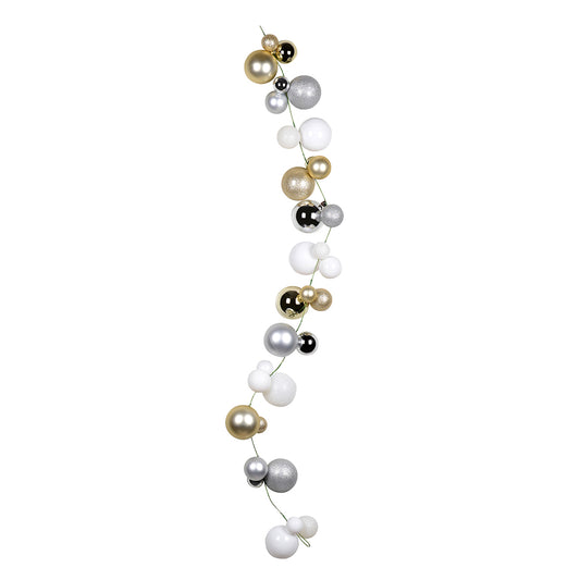 Vickerman 6' Champagne /Silver/White Christmas Ball Ornament Garland