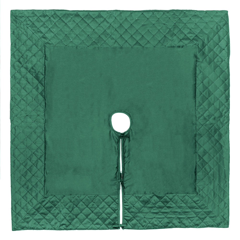 Vickerman 52" Green Quilt Stitch Jewel Christmas Tree skirt