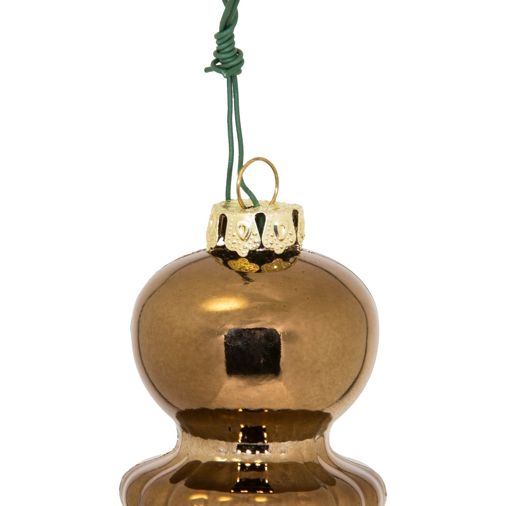 Vickerman 14" Mocha Shiny Finial Drop Christmas Ornament UV Treated with Drilled and Wired Cap 2 per bag