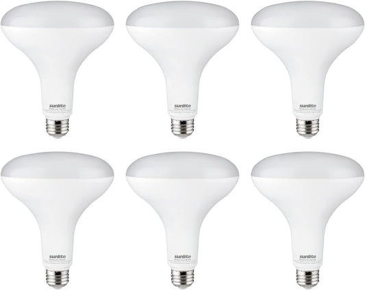 Sunlite 81489 LED BR40 Reflector Light Bulb, 13 Watts (85 Watt Equivalent), 120V, 1150 Lumens, Medium E26 Base, 90 CRI, Dimmable, Energy Star, Title-20 Compliant, ETL Listed, 6 Pack, 4000K Cool White