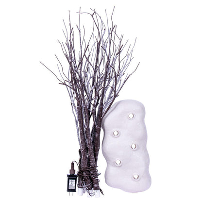 Vickerman 30" Brown Frosted Twig Tree Grove Warm White 3mm Wide Angle LED lights 5 Piece Set.