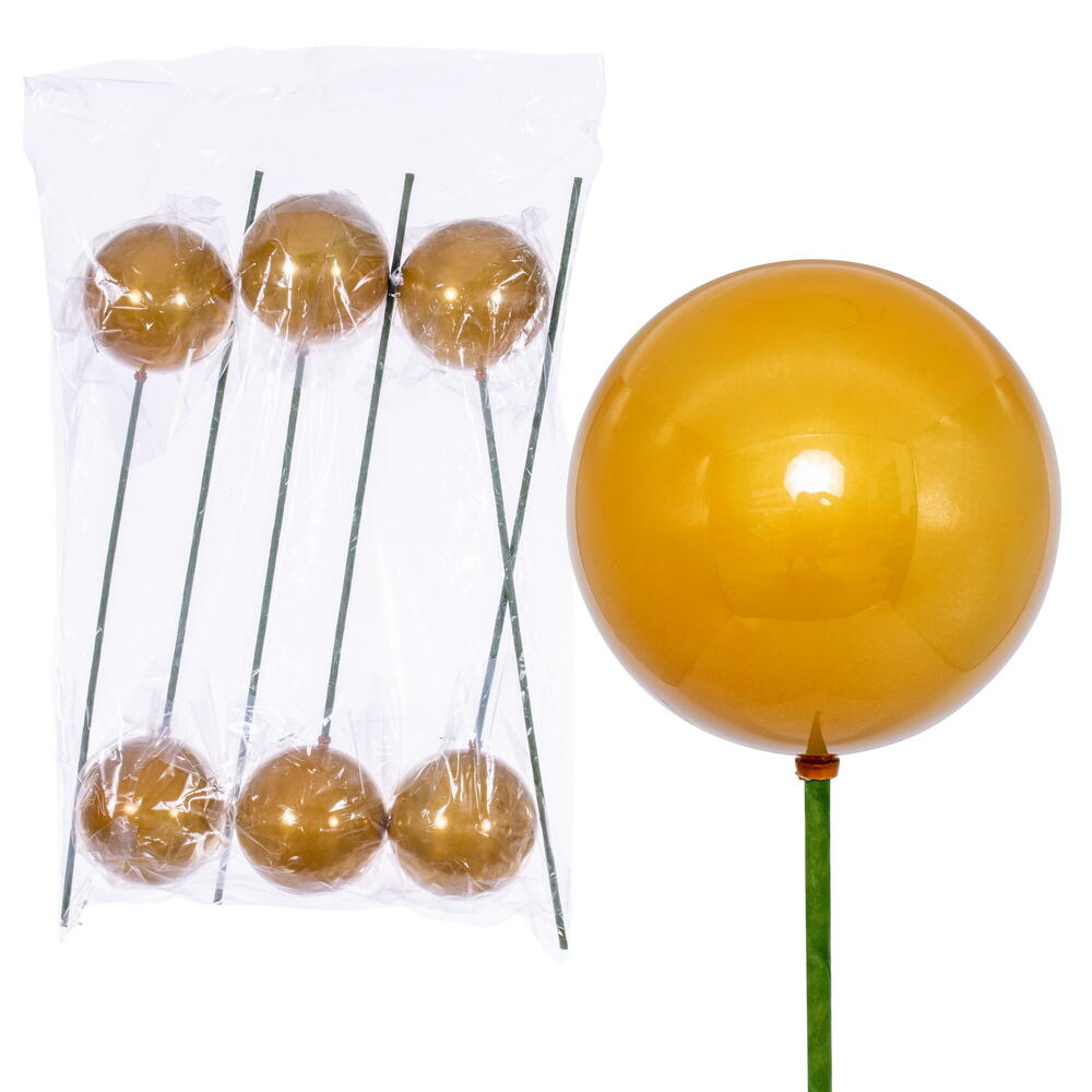 Vickerman 4" x 18" Gold Pearl Ball Ornament Stick 6 per bag.