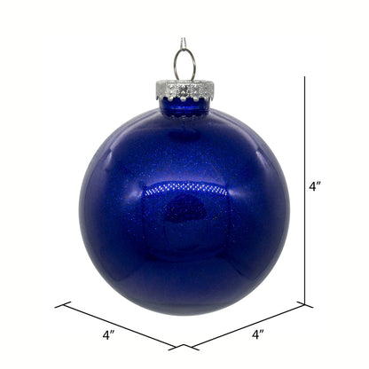 Vickerman 4" Clear Ball Christmas Ornament with Cobalt Blue Glitter Interior 6 Pieces per bag