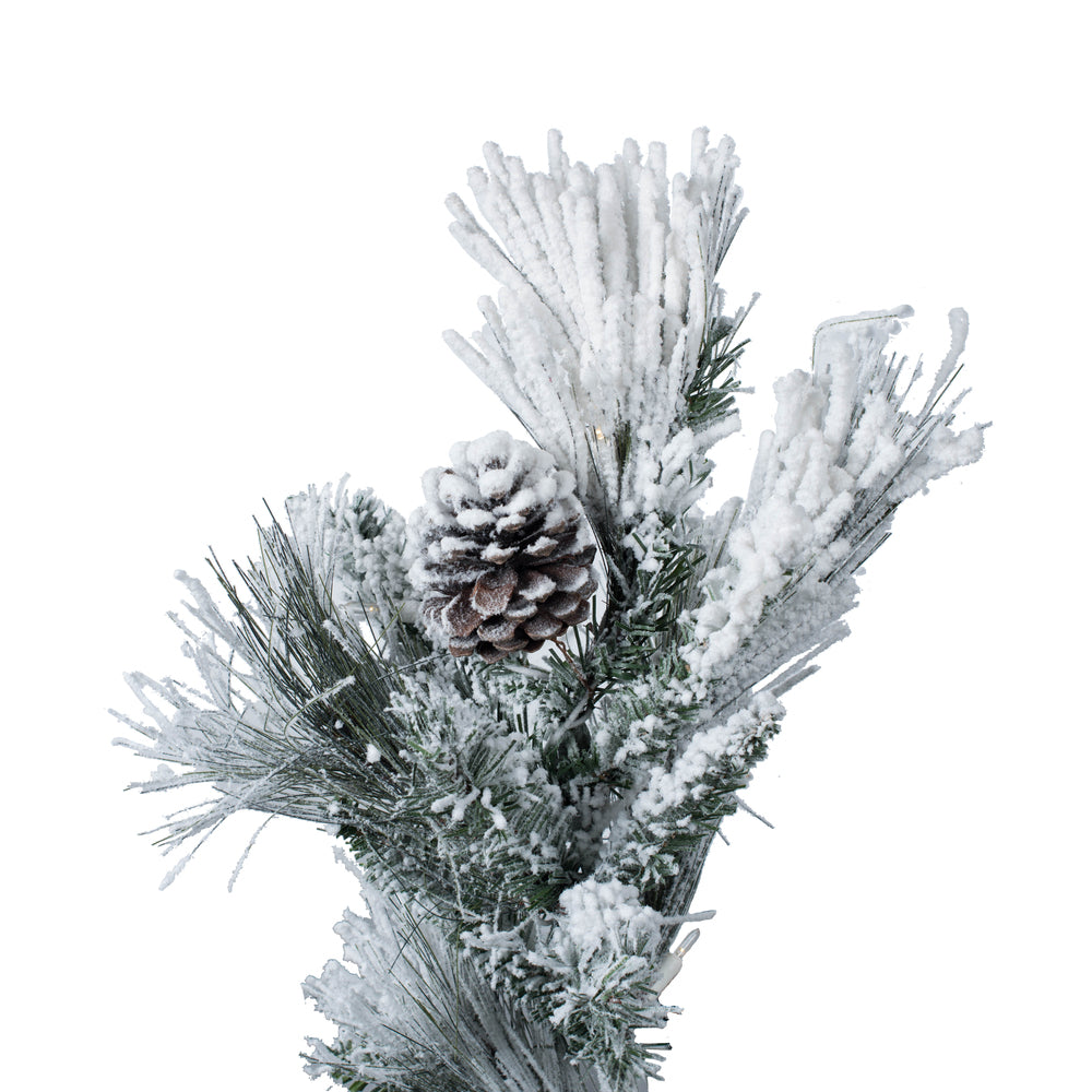 Vickerman 9' x 59" Flocked Atka Slim Half Christmas Tree Dura-Lit® LED Warm White Mini Lights.