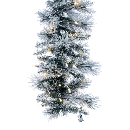 Vickerman 9' x 14" Flocked Jackson Pine Pre-Lit Artificial Garland with 100 Warm White Lights and 160 PVC Tips