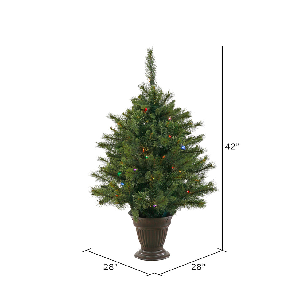 Vickerman 3.5' Cashmere Artificial Christmas Tree Multi-Colored Battery Operated LED Lights