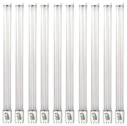 Damar- 22.5-Inch Twin Tube LTT LED Light Bulbs 4 Pin 2G11 Base 23W 2800 Lumens 5000K Bright White CRI82 120-277VAC Pack of 10- Long Linear Double Tube Replacement