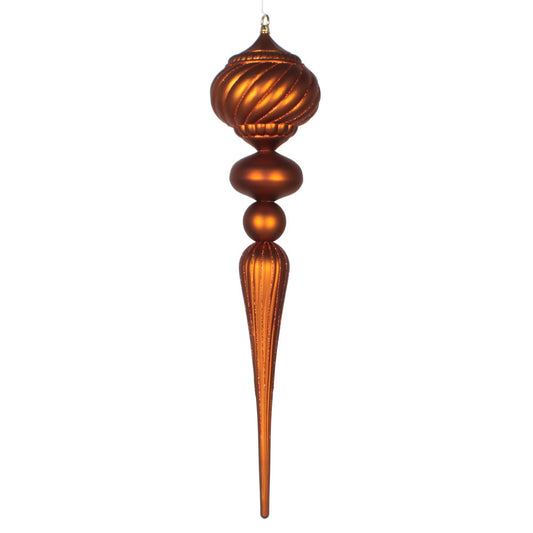 Vickerman 27" Copper Matte Glitter Onion Finial Ornament. This ornament is the perfect addition to any holiday decorating project.