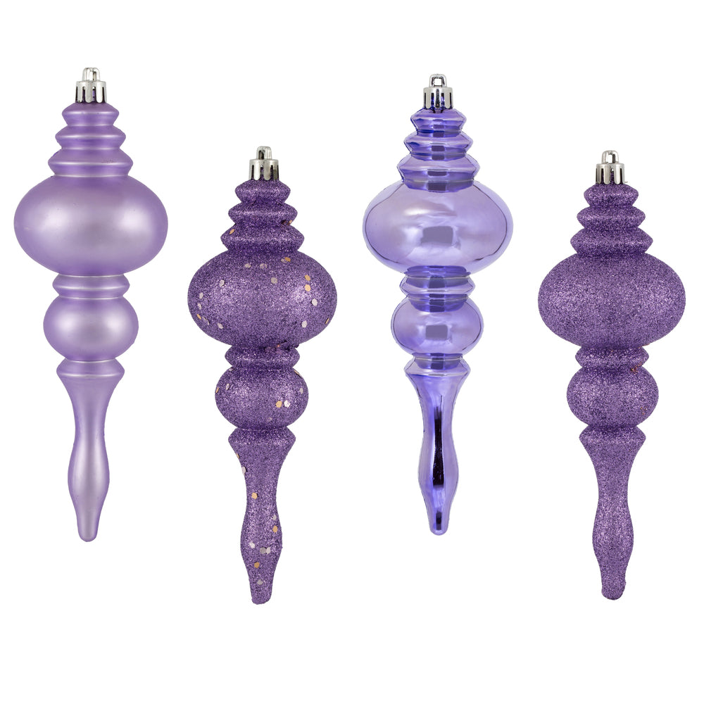 Vickerman 7" Lavender 4-Finish Finial Ornament 8 per Box