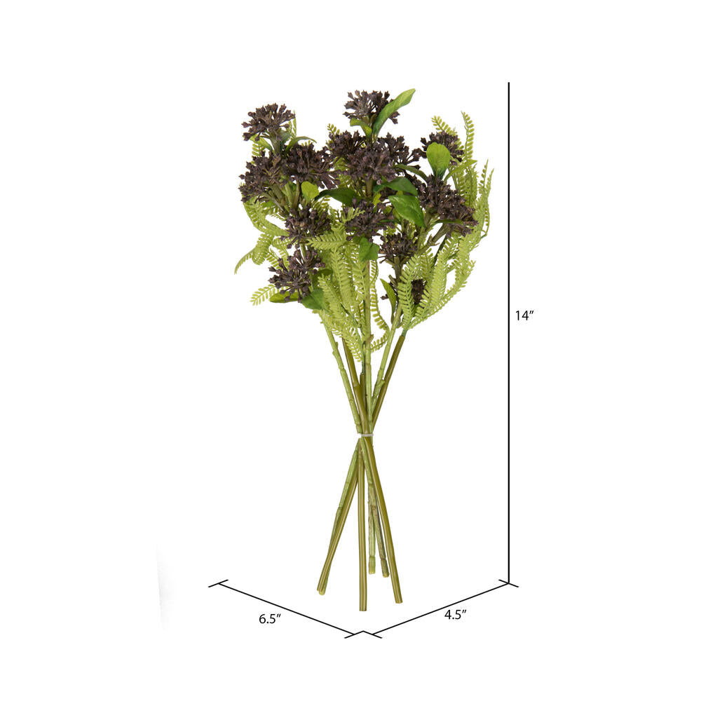 Vickerman 14" Blackberry Purple Artificial Wild Berry and Green Fern Bundle 2 per bag.