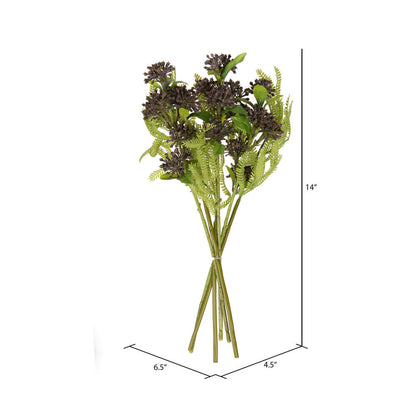 Vickerman 14" Blackberry Purple Artificial Wild Berry and Green Fern Bundle 2 per bag.