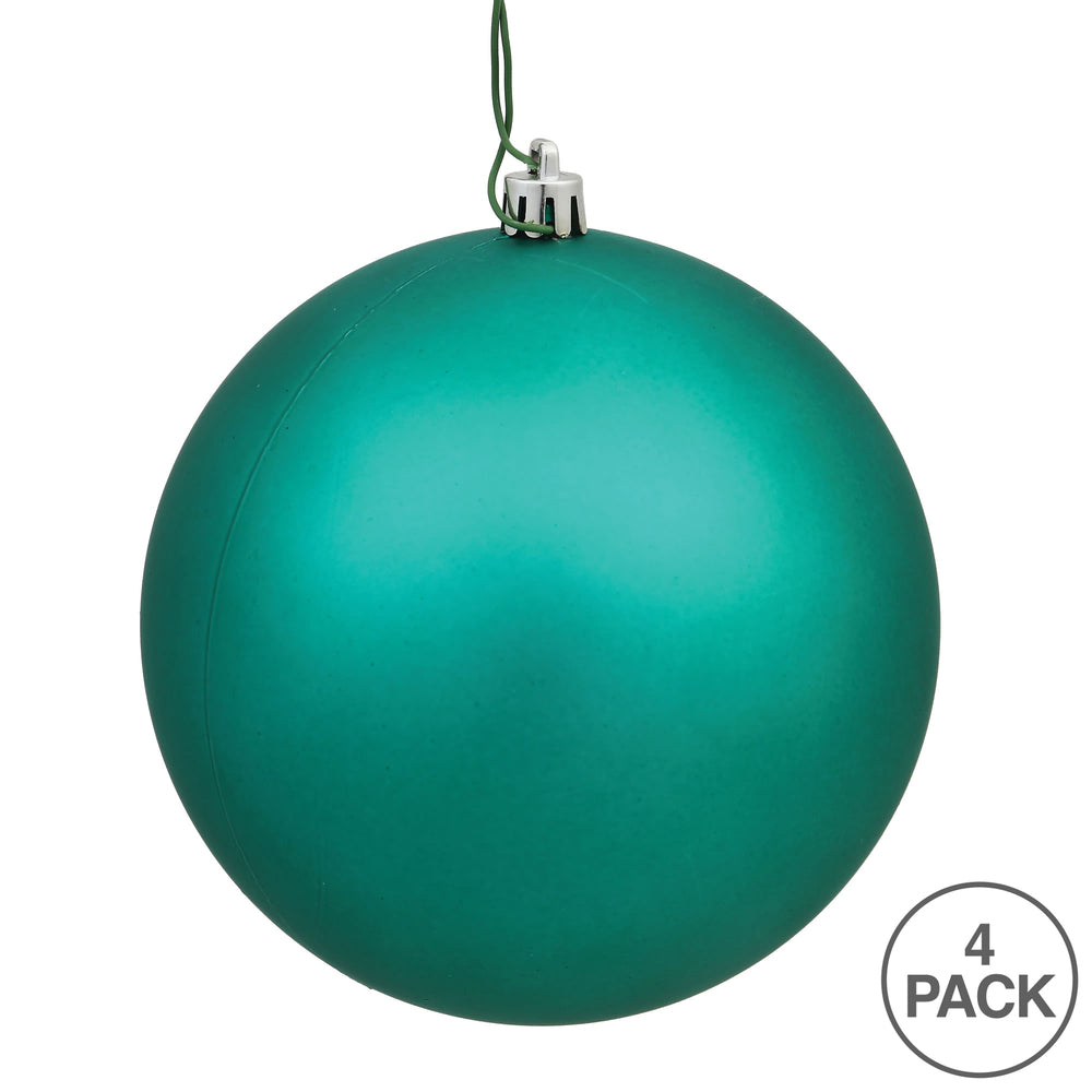 Vickerman 4.75" Teal Matte Ball Ornament 4 per Bag