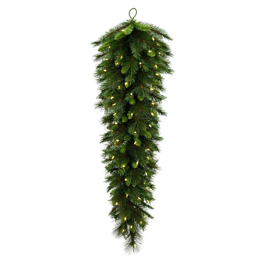 Vickerman 48" Bangor Mixed Pine Artificial Christmas Tear Drop Warm White Dura-lit LED Mini Lights