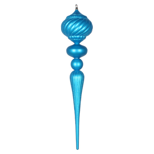 Vickerman 27" Turquoise Matte Glitter Onion Finial Ornament. This ornament is the perfect addition to any holiday decorating project.