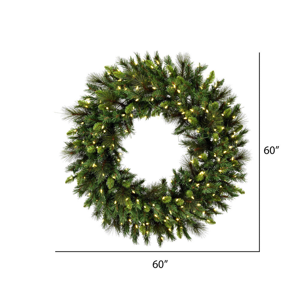 Vickerman 60" Bangor Mixed Pine Artificial Christmas Wreath Warm White Dura-lit LED Mini Lights