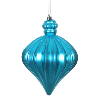 Vickerman 6" Turquoise Matte Onion Drop Christmas Ornament 4 per Bag