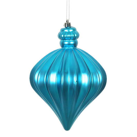 Vickerman 6" Turquoise Matte Onion Drop Christmas Ornament 4 per Bag