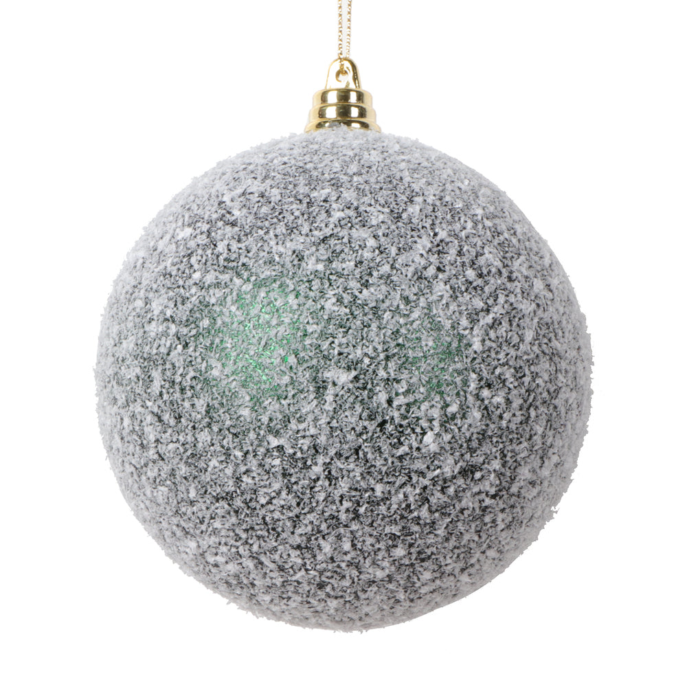 Vickerman 4" Midnight Green Matte Snow Covered Ornament 4 per bag.