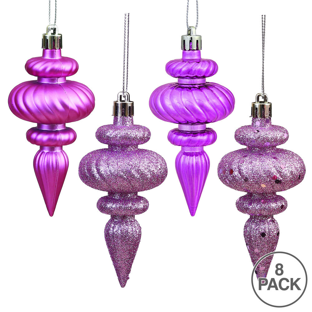 Vickerman 4" Mauve 4-Finish Finial Ornament 8 per Box