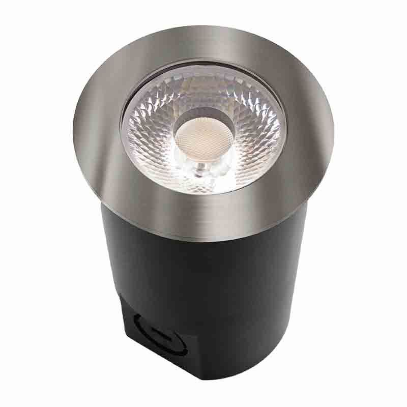 Westgate Integrated LED Inground Light 12-24V AC/DC 7W 30K - Brushed Nickel, Landscape Lighting , 7W, 720 Lumens, 3000K, Black+ Brushed Nickel (Top Cover) Finish