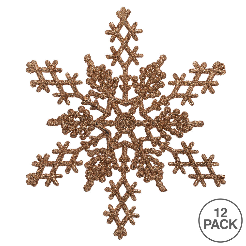 Vickerman 6.25" Rose Gold Glitter Snowflake Christmas Ornament 12 per Box