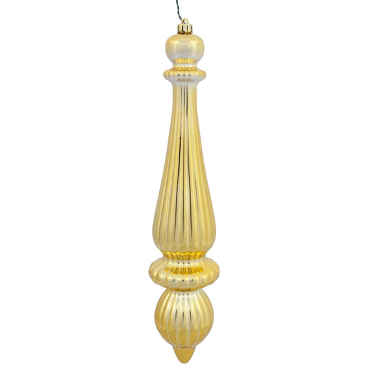 Vickerman 14" Gold Shiny Finial Drop Ornament Pack of 2