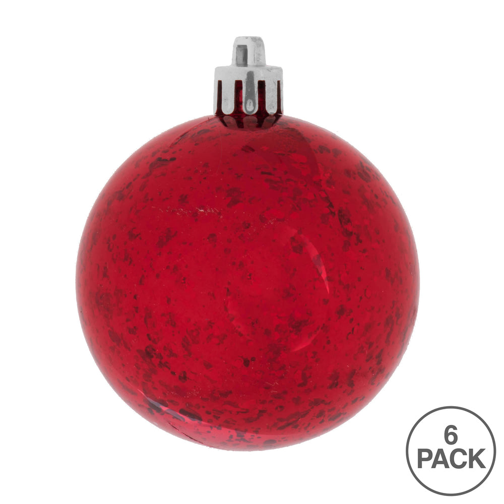 Vickerman 4" Red Shiny Mercury Ball Ornament 6 per Bag