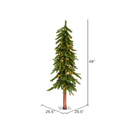 Vickerman 4' Natural Alpine Artificial Christmas Tree Multi-Colored Incandescent Lights