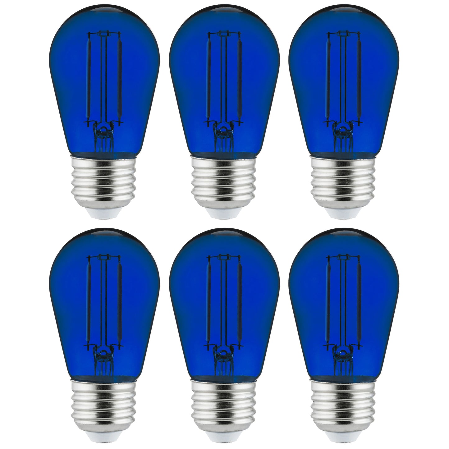 Sunlite 40972 LED Filament S14 Sign 2-Watt Transparent Dimmable Light Bulb Blue 6 Pack