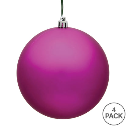 Vickerman 6" Fuchsia Matte Ball Ornament 4 per Bag